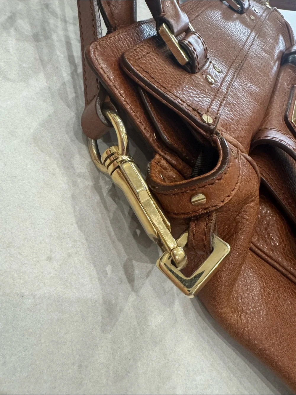 Burberry Brown Leather Top-Handle Backpack Tote with Gold Hardware - Picture 6 of 6